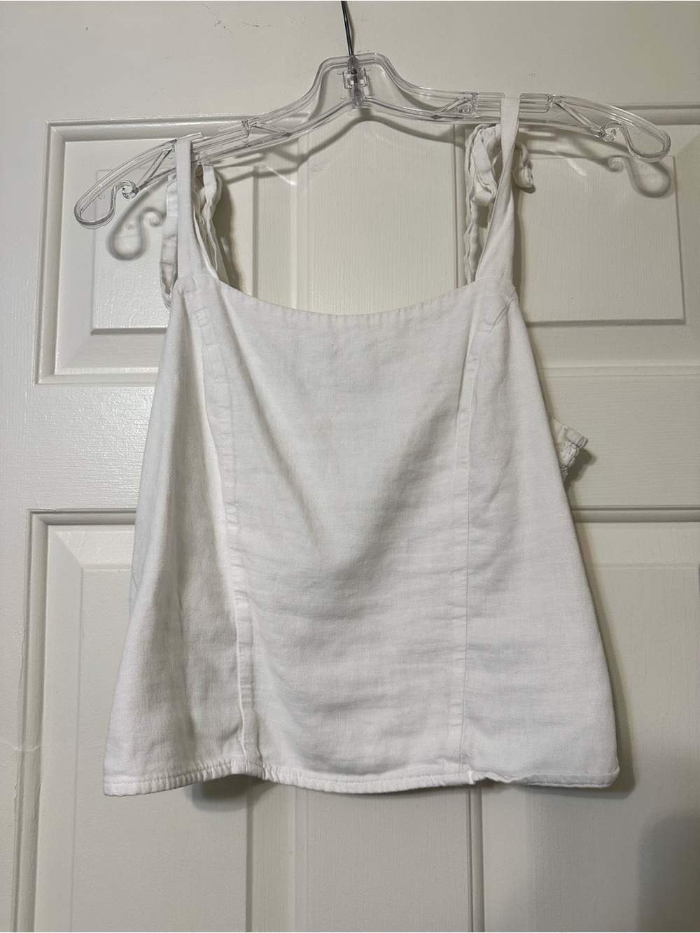 Old Navy White Tie-Shoulder Linen-Blend Tank